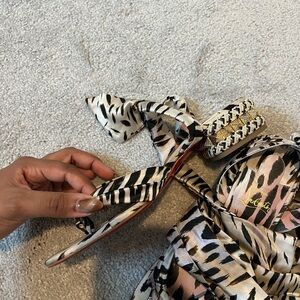 Christian Louboutin Black and Cream Patterned Sandals